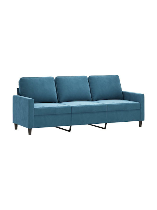 Three-Seater Velvet Couch Blue 198x77x80 cm