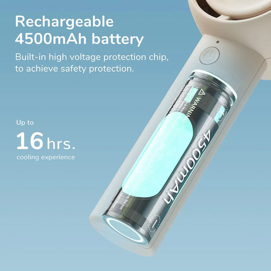 Jisulife Луксозен Преносим Вентилатор Life5 Fa42 Преносим Type-c 2000mah Леденобял