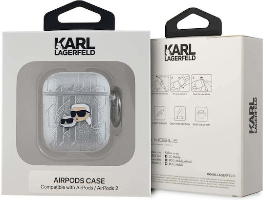 Karl Lagerfeld Karl and Choupette Калъф в Сребрист цвят за Apple AirPods 1 / AirPods 2