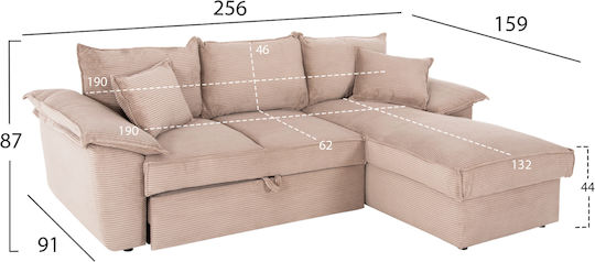 Aldo Γωνιακός Καναπές Κρεβάτι 256x159x87εκ.