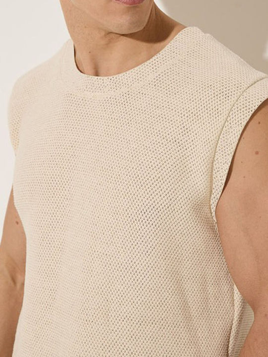 Stefan Fashion Herren Ärmelloses Shirt Beige