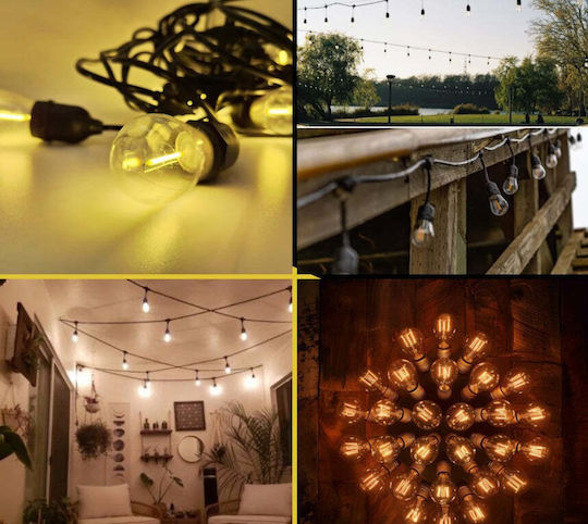 Hanging Solar Light Garland Warm White 2700K with Photocell and Remote Control IP44