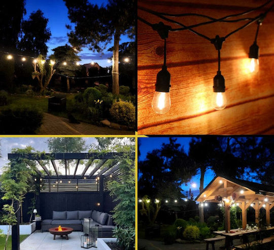 Hanging Solar Light Garland Warm White 2700K with Photocell and Remote Control IP44