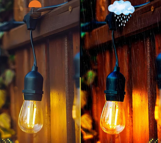 Hanging Solar Light Garland Warm White 2700K with Photocell and Remote Control IP44