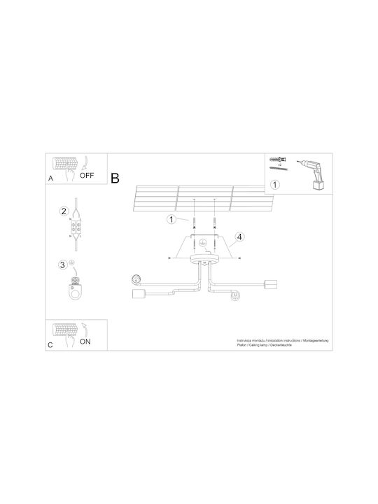Sollux Ceiling Mount Light White with Socket E27