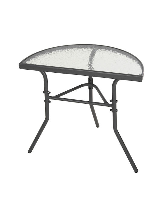 Lima Auxiliary Outdoor Table with Glass Surface and Metal Frame Grey 70x40x64cm