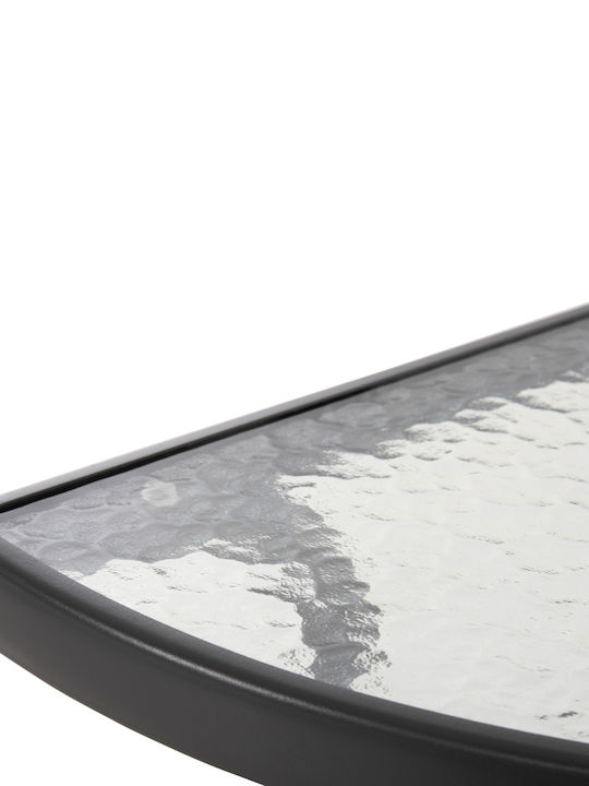 Lima Auxiliary Outdoor Table with Glass Surface and Metal Frame Grey 70x40x64cm