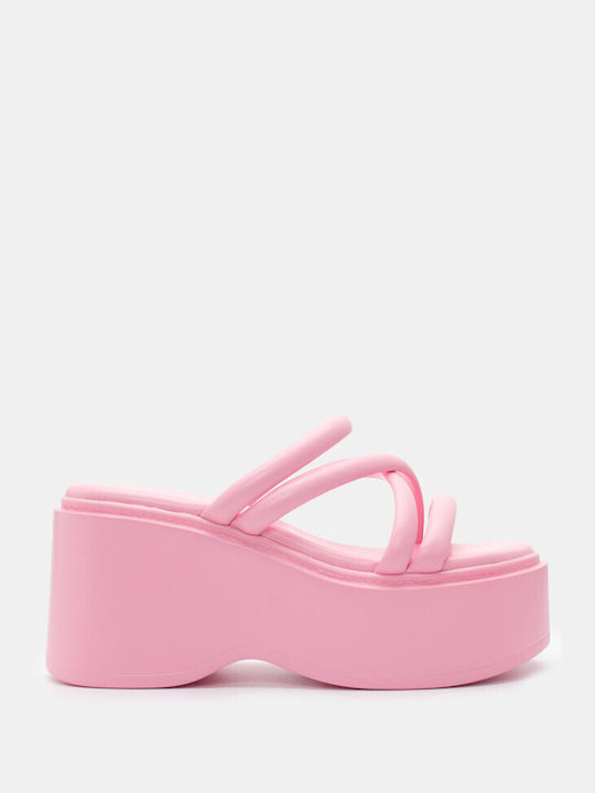 Luigi Women's Ankle Strap Platforms Pink