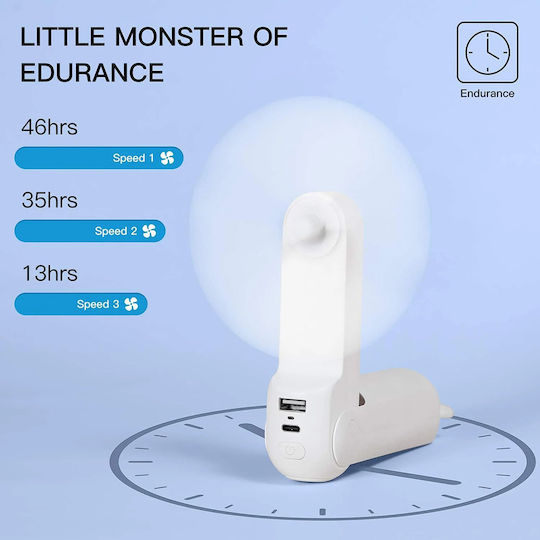 JisuLife Handgehaltenes USB-Ventilator Klappbar 4W Weiß