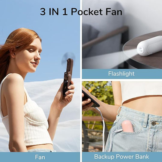 JisuLife LIFE8 Portable Ανεμιστηράκι Χειρός USB Αναδιπλούμενο Ροζ