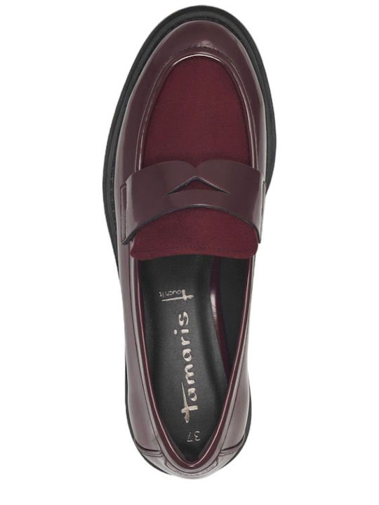 Lackleder Damen Loafers in Burgundisch Farbe