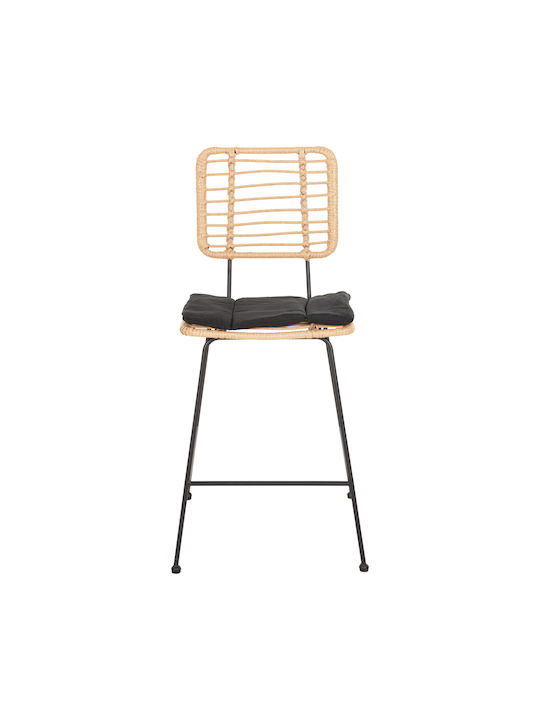 Gartenhocker Bar Außengebrauch Rattan Allegra mit Kissen Schwarz Beige 53x56x107cm