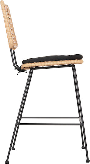 Scaun Bar Exterior Rattan Allegra Cu Pernă Neagră Bej 53x56x107cm