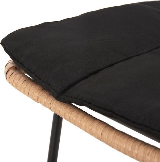 Scaun Bar Exterior Rattan Allegra Cu Pernă Neagră Bej 53x56x107cm