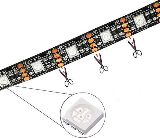 LED Лента Телевизия С USB порт 5V RGB Светлина 2.5м Тип SMD5050 с Захранване & WiFi Контролер