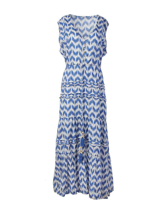 Achilleas Accessories Summer Maxi Shirt Dress Dress Light Blue