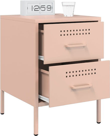 Noptiere Metalice Roz 2buc 36x39x50.5cm