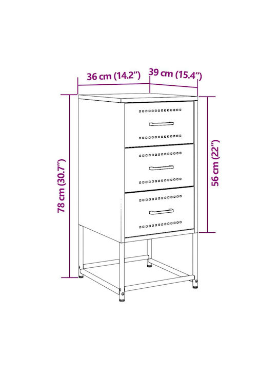 Κομοδίνο Μεταλλικό Πράσινο 36x39x78cm