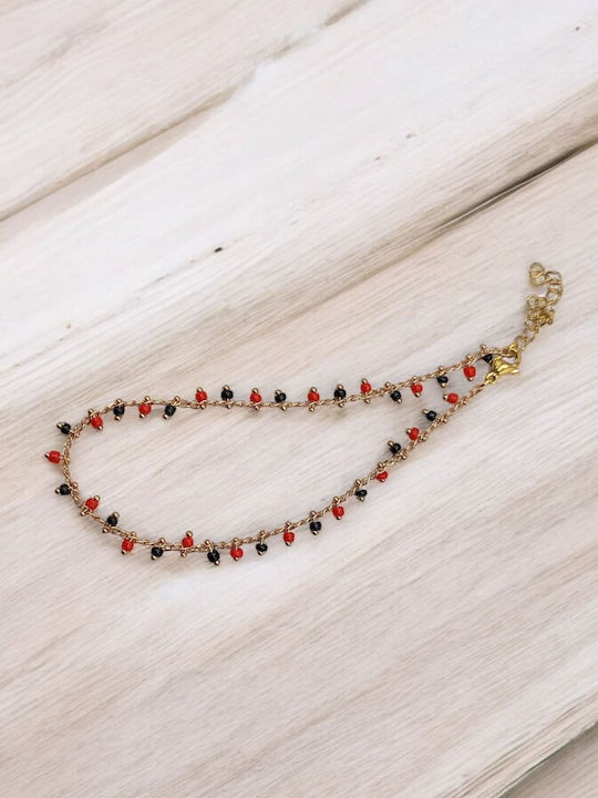 Vergoldete Fußkette aus Stahl Rote