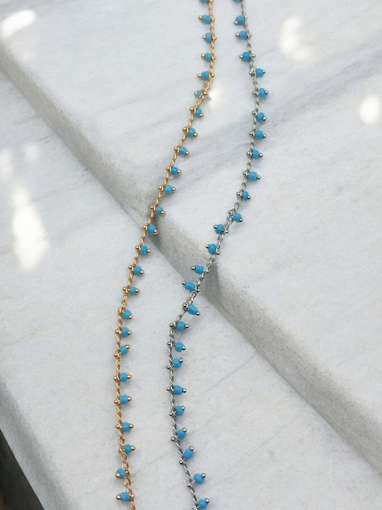 Hellblaue Fußarmbänder aus Stahl Hellblau