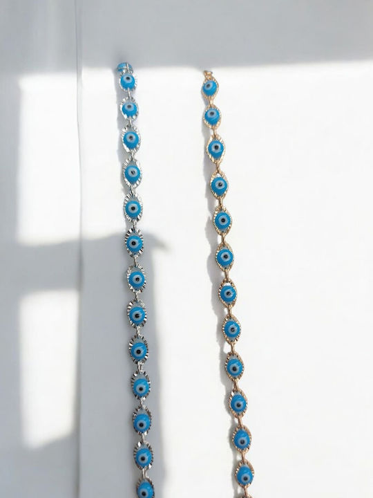 Blue Gold Plated Steel Anklet with Blue Chain
