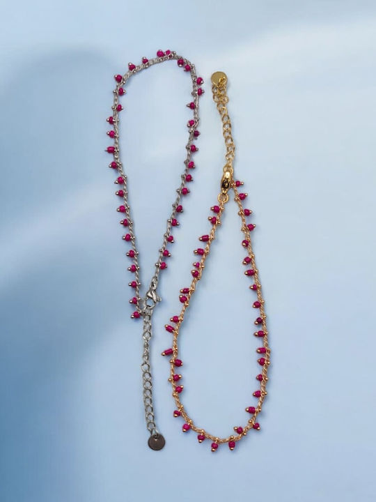 Vergoldete Fußkette aus Stahl Rosa