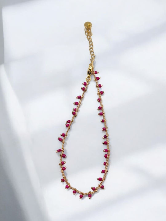 Vergoldete Fußkette aus Stahl Rosa