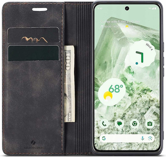 Spacecase Wallet Изкуствена кожа Черен (Google Pixel 8a)
