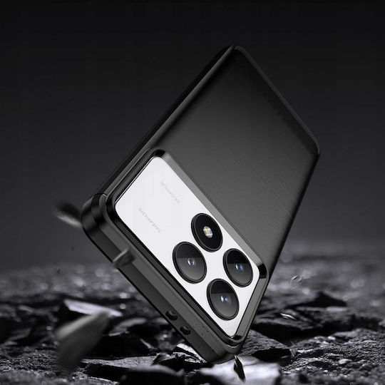 Spacecase Carbon Задна корица Силикон Черен (Poco F6 Pro)