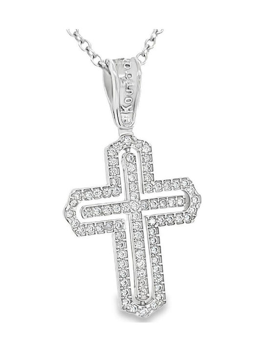 Xryseio Damen Weißgold Kreuz 14K Beidseitig