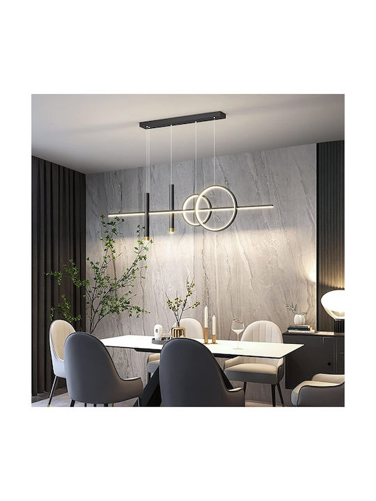 Lustră Negru LED cu Alb Natural Lumină 100cm.