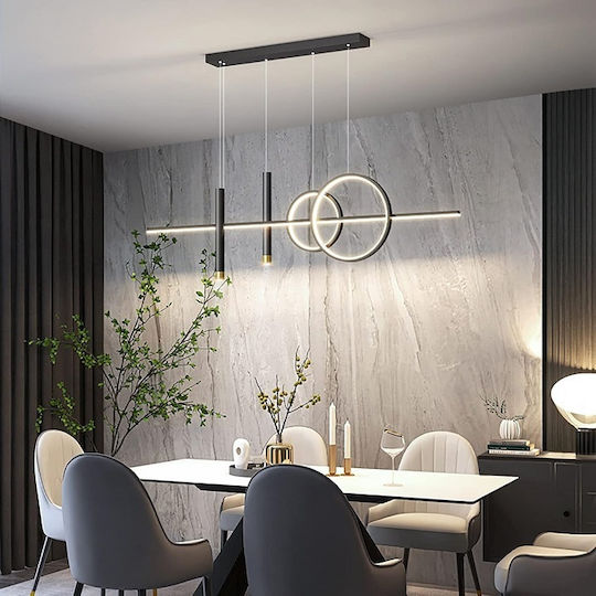 Lustră Negru LED cu Alb Natural Lumină 100cm.