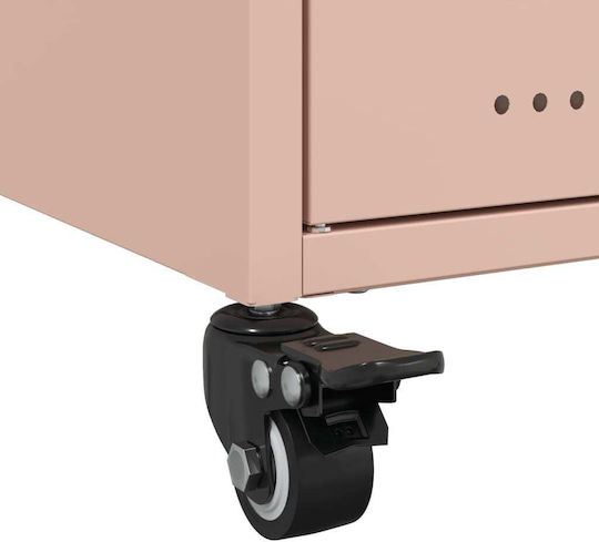 Metal TV Stand with Wheels Pink M100.5xD39xH43.5cm