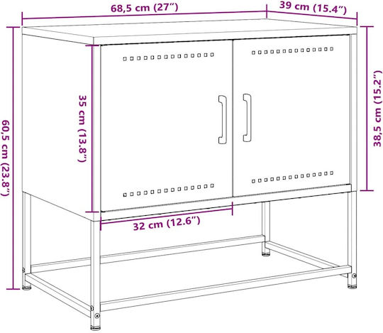 Metal TV Stand Anthracite M68.5xD39xH60.5cm