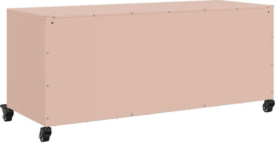 Metal TV Stand with Wheels Pink M100.5xD39xH43.5cm