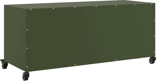 Metal TV Stand with Wheels Olive Green M100.5xD39xH43.5cm