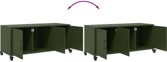 Metal TV Stand with Wheels Olive Green M100.5xD39xH43.5cm