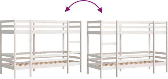 Holz Kinderbett Koje Einzeln Weiß für Matratze 90x200cm