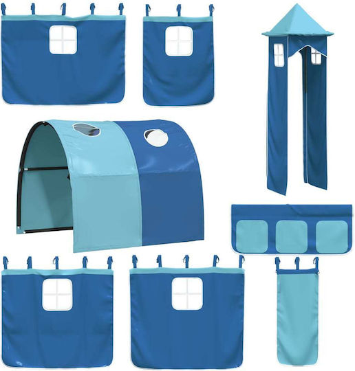 Kids Bed Loft Bed Single Blue for Mattress 80x200cm