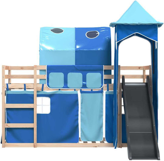 Kids Bed Loft Bed Single Blue for Mattress 80x200cm