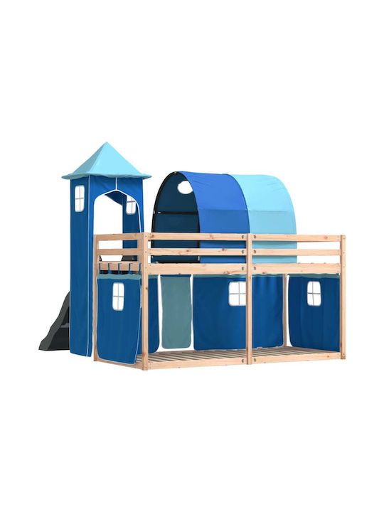 Kids Bed Loft Bed Single Blue for Mattress 80x200cm