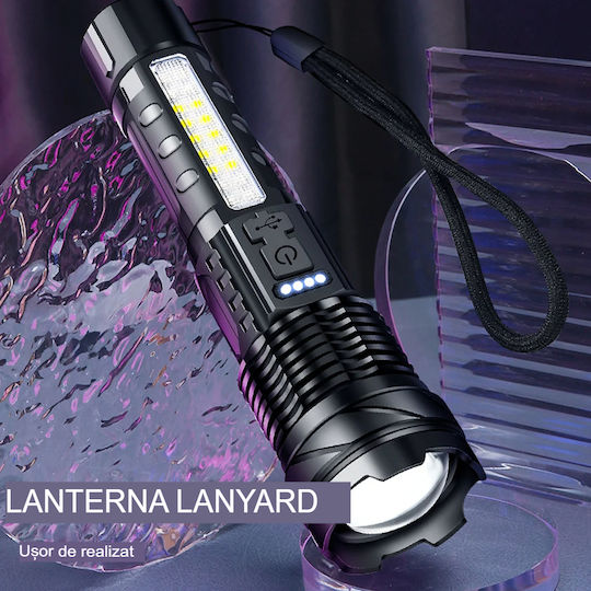 Boruit Lumină de lucru și de sit, cu baterie Lanternă LED cu Luminozitate Maximă 20000lm Negru
