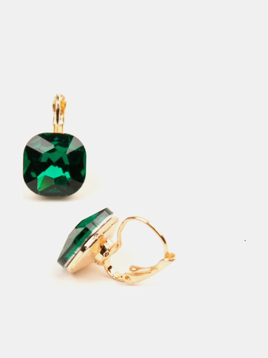 Rock Club Dangle Earrings with Green Stones