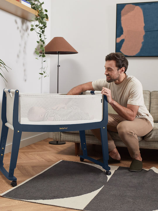 Snuz Λίκνο Snuzpod Studio London με Στρώμα και Πλαϊνό Άνοιγμα Navy Μπλε