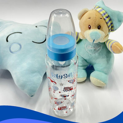 BabySoft Sticlă de Sticlă pentru Bebeluși cu Tetină de Silicon pentru 0+, 0+ m, luni Light blue 250ml 1buc