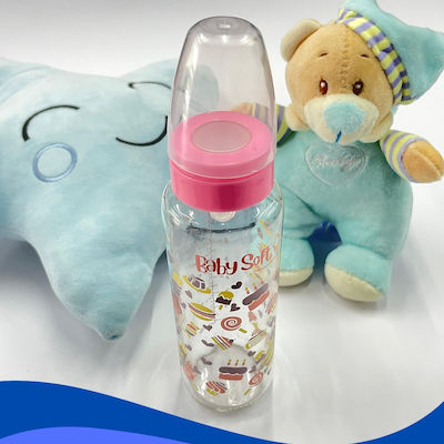 BabySoft Glass Bottle with Silicone Nipple for 0+, 0+ m, months Pink 250ml 1pcs