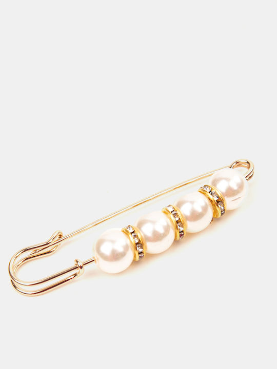 Pearl & Rhinestone Pin White White