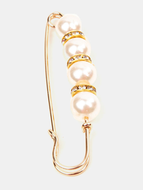Pearl & Rhinestone Pin White White