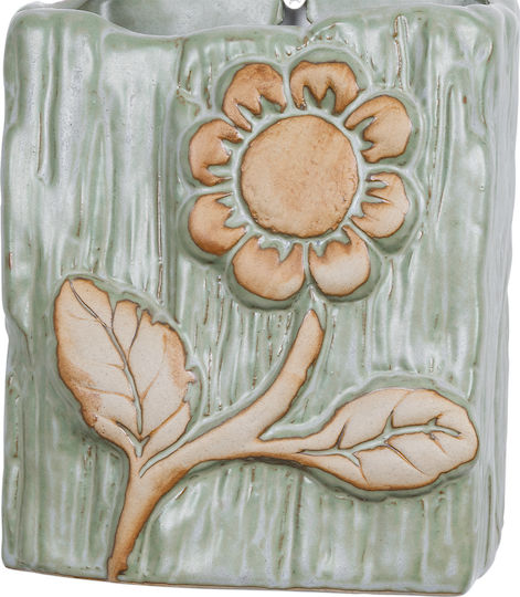 GloboStar Ceramic Green Flower Pot 13x13x17cm