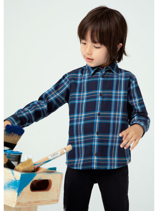 Mayoral Kids Checked Shirt Blue